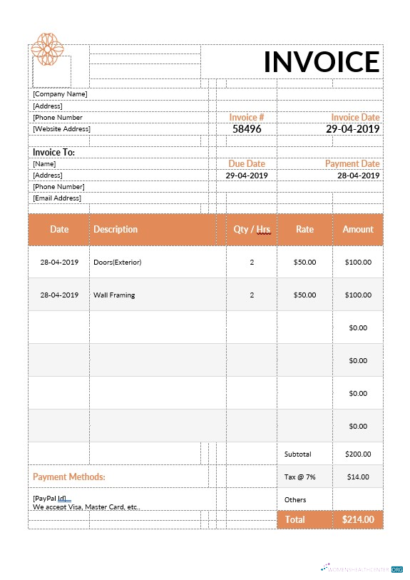 Download Exterior Design Invoice Template Photoshop template